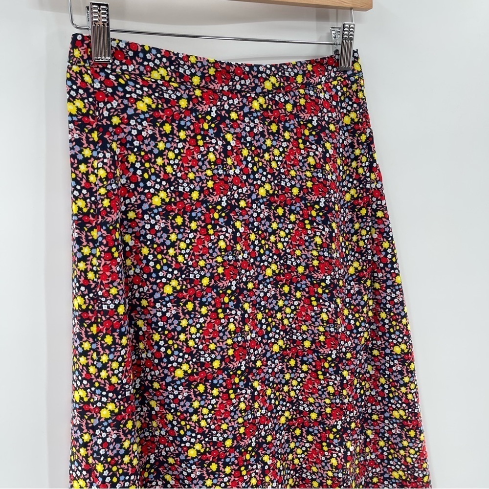 J. Crew Floral Whimsygoth High-Low Faux Wrap Cottagecore Midi Skirt Size XXS - Picture 10 of 11